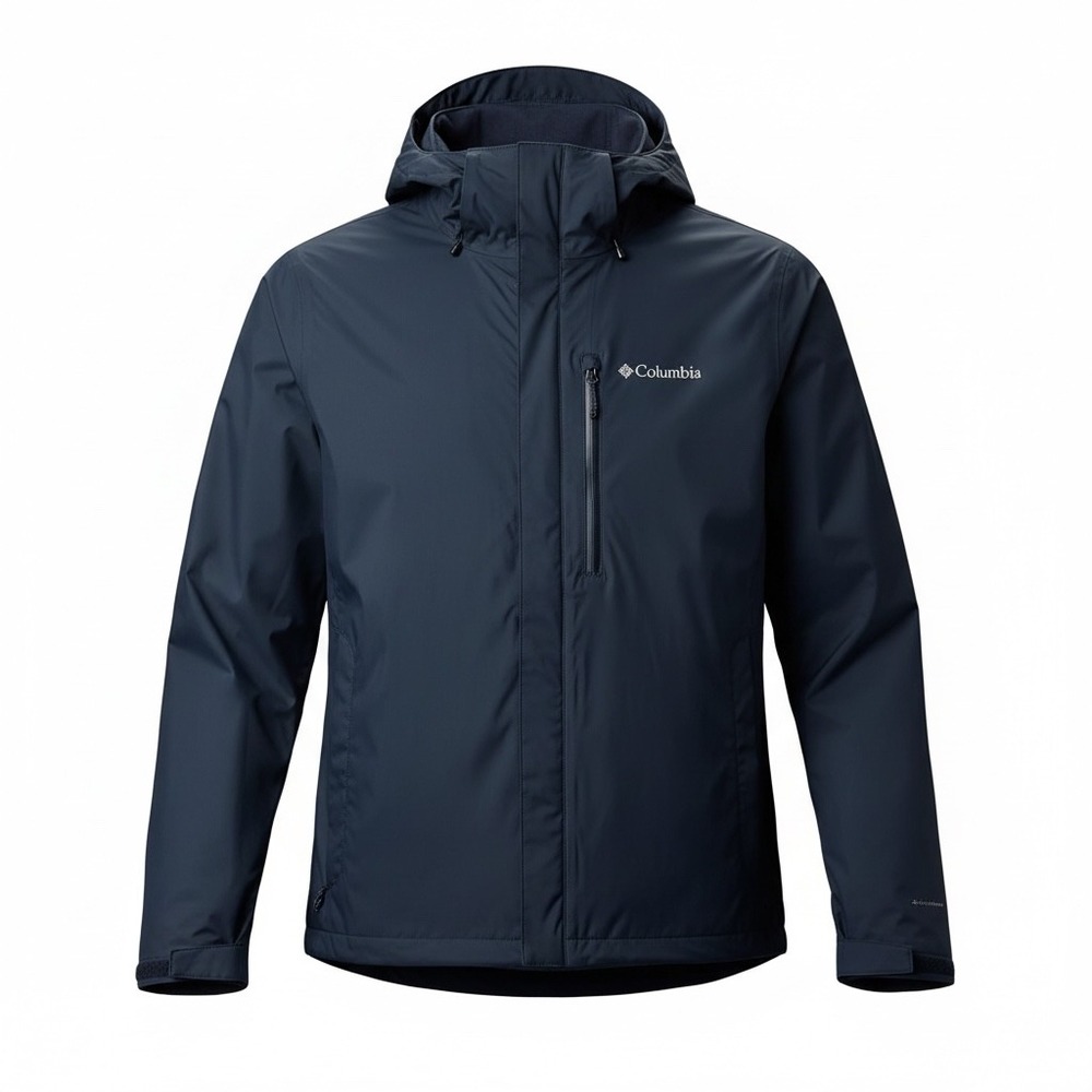 Columbia Mens Navy Blue Hooded Rain Jacket Ripstop Shell XM0776 XL